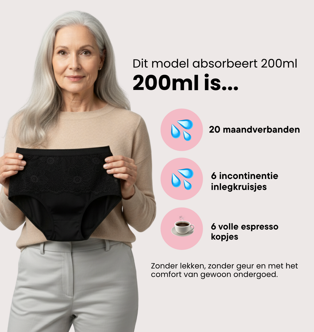 Brief met bloem kant – Extra Zwaar Urineverlies